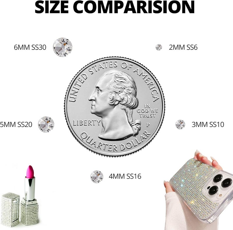 Worthofbest 32000Pcs Gold Champagne Rhinestones for Bedazzling, Resin 2,3,4,5,6mm Mix Sizes Flatback Bedazzle Tan Gems Diamonds Gemstones Jewels Stones Crystals with B7000 Glue for Crafting Crafts Clothes - Image 4